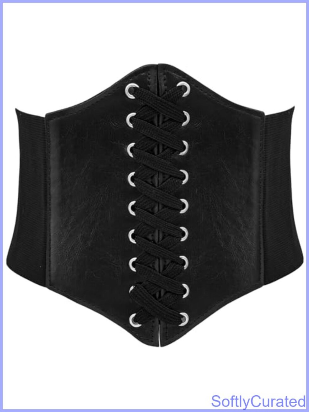 Faux Leather Lace-Up Corset Belt Elastic Waist Waspie Costume